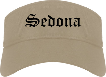 Sedona Arizona AZ Old English Mens Visor Cap Hat Khaki
