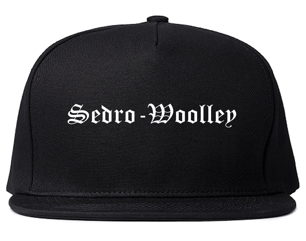 Sedro Woolley Washington WA Old English Mens Snapback Hat Black