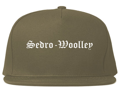 Sedro Woolley Washington WA Old English Mens Snapback Hat Grey