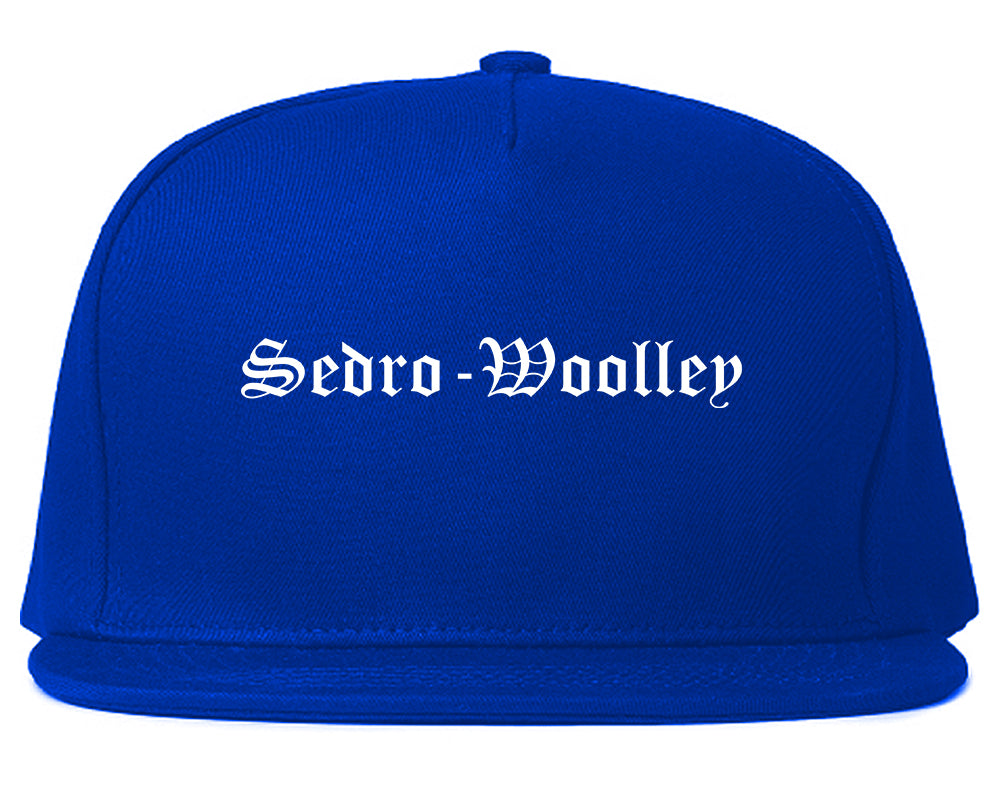 Sedro Woolley Washington WA Old English Mens Snapback Hat Royal Blue