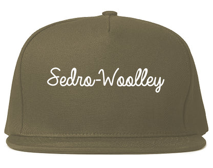 Sedro Woolley Washington WA Script Mens Snapback Hat Grey