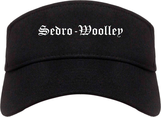 Sedro Woolley Washington WA Old English Mens Visor Cap Hat Black