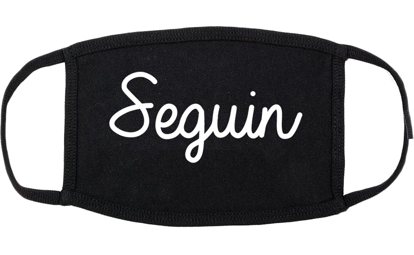 Seguin Texas TX Script Cotton Face Mask Black