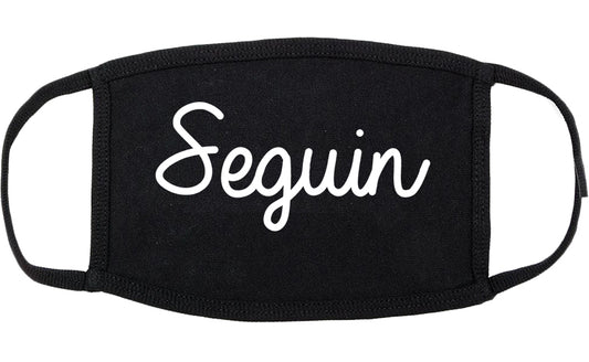 Seguin Texas TX Script Cotton Face Mask Black