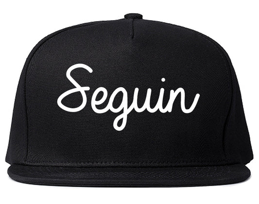 Seguin Texas TX Script Mens Snapback Hat Black