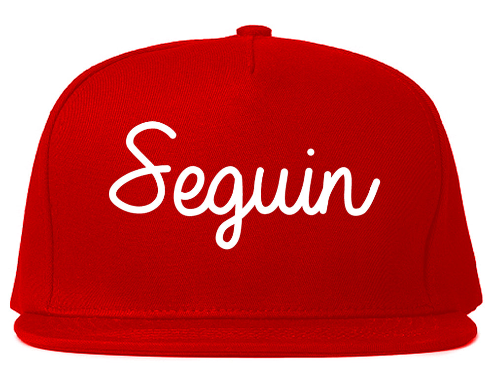 Seguin Texas TX Script Mens Snapback Hat Red