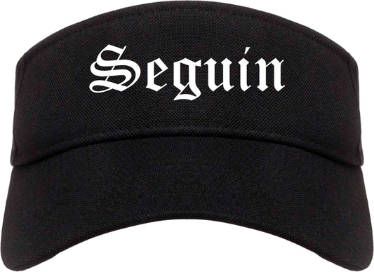 Seguin Texas TX Old English Mens Visor Cap Hat Black