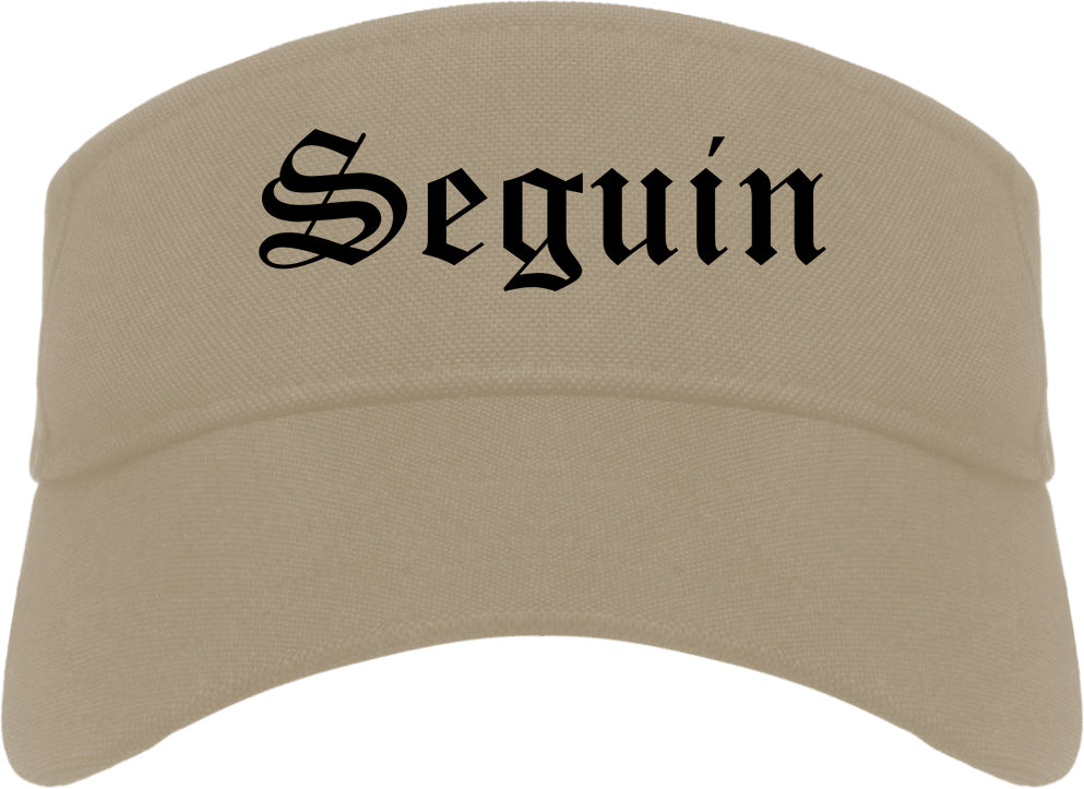 Seguin Texas TX Old English Mens Visor Cap Hat Khaki