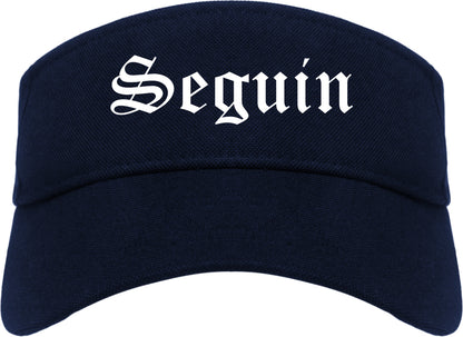 Seguin Texas TX Old English Mens Visor Cap Hat Navy Blue