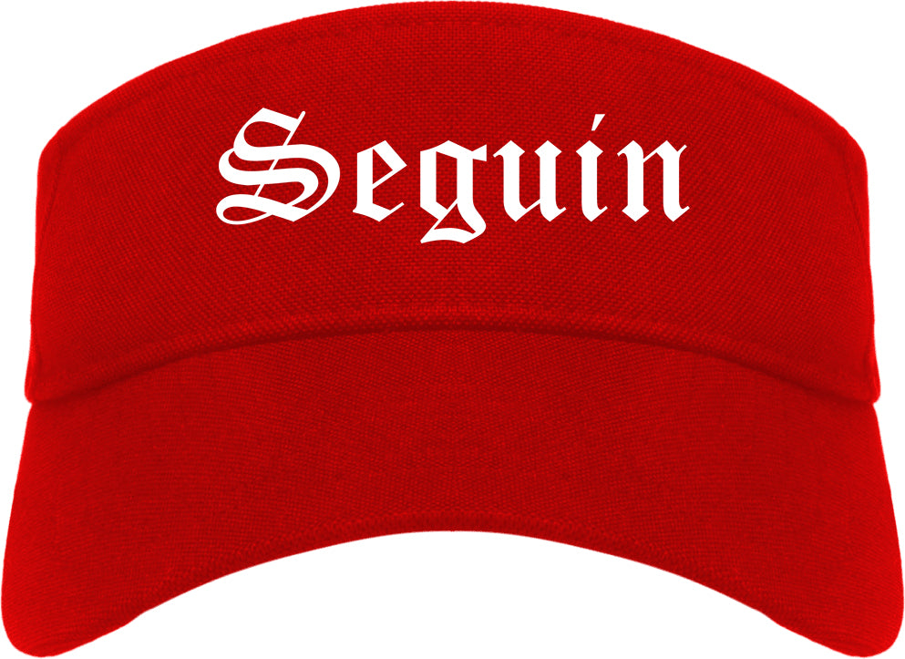 Seguin Texas TX Old English Mens Visor Cap Hat Red
