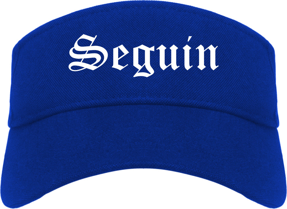 Seguin Texas TX Old English Mens Visor Cap Hat Royal Blue