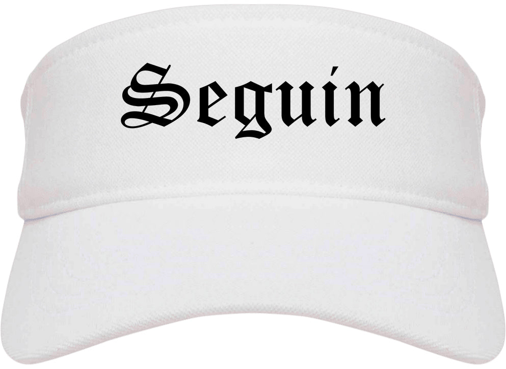 Seguin Texas TX Old English Mens Visor Cap Hat White