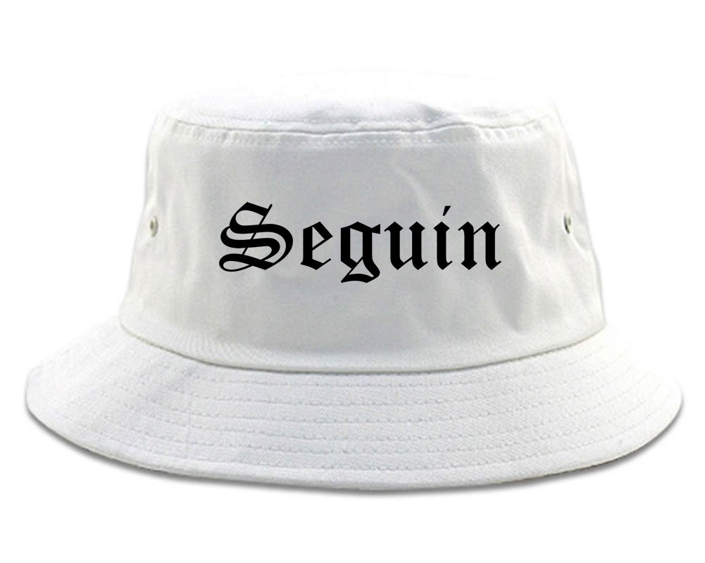 Seguin Texas TX Old English Mens Bucket Hat White