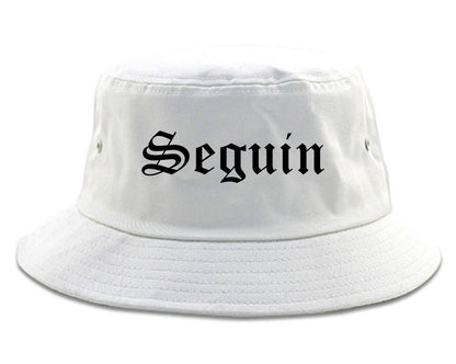 Seguin Texas TX Old English Mens Bucket Hat White
