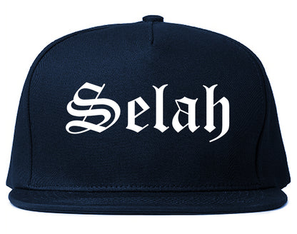 Selah Washington WA Old English Mens Snapback Hat Navy Blue