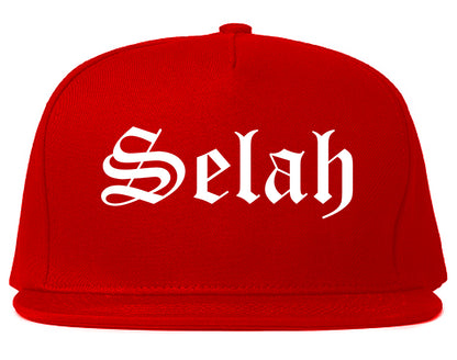 Selah Washington WA Old English Mens Snapback Hat Red