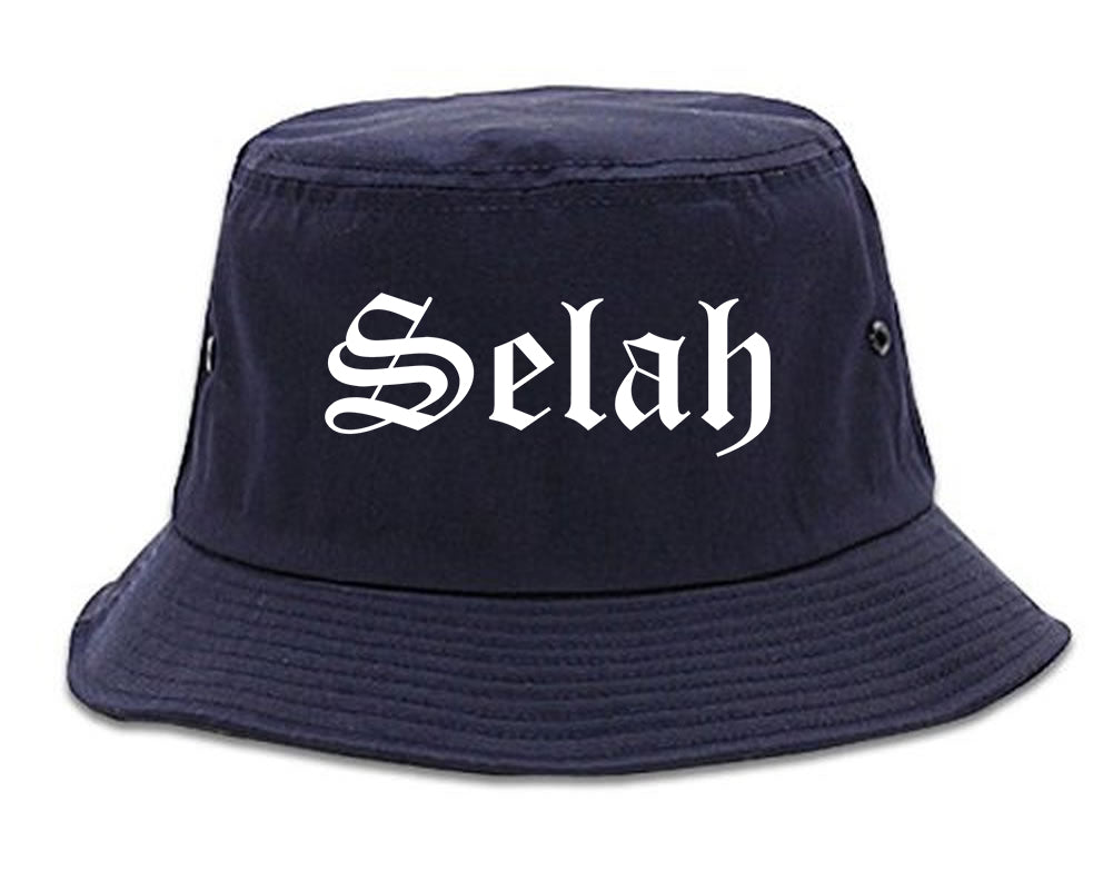 Selah Washington WA Old English Mens Bucket Hat Navy Blue