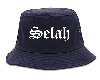 Selah Washington WA Old English Mens Bucket Hat Navy Blue