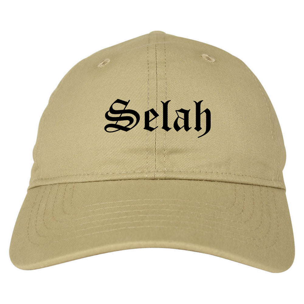 Selah Washington WA Old English Mens Dad Hat Baseball Cap Tan