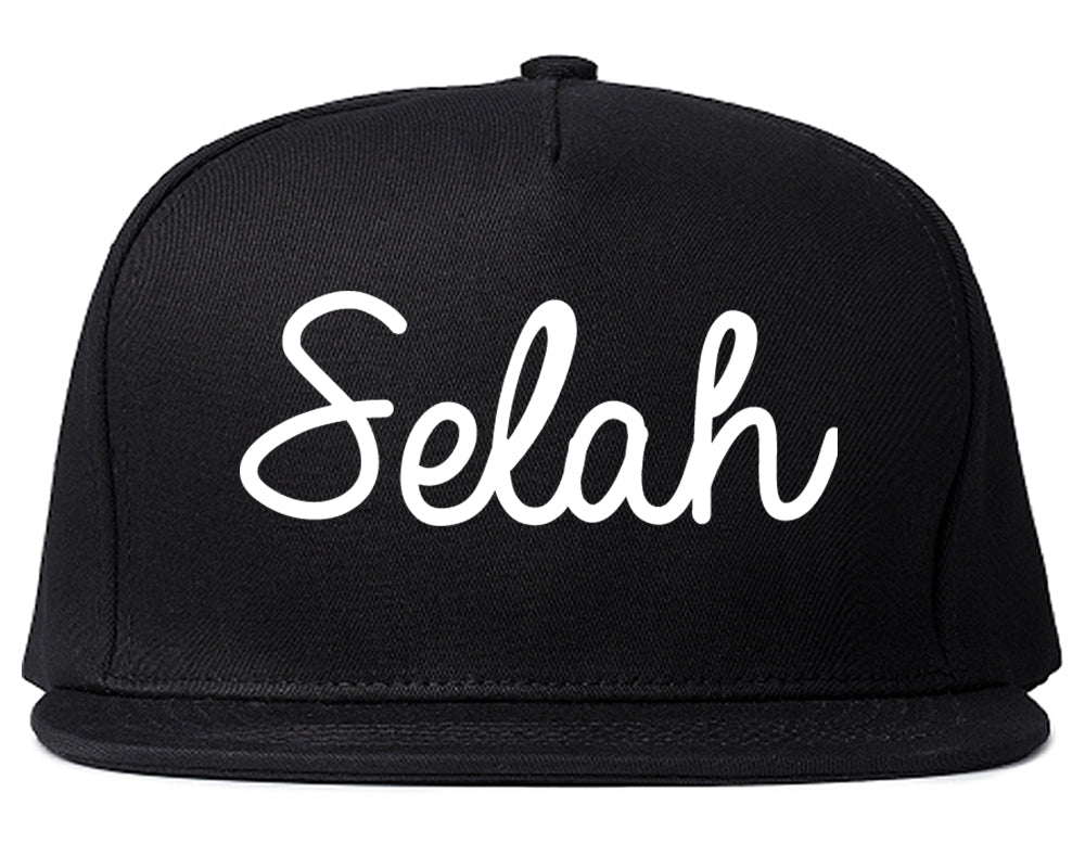 Selah Washington WA Script Mens Snapback Hat Black