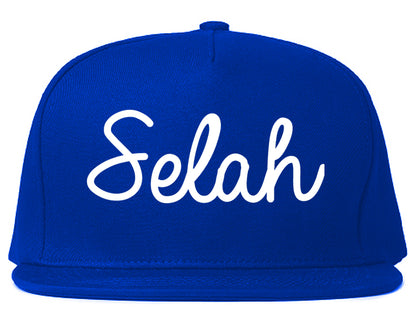 Selah Washington WA Script Mens Snapback Hat Royal Blue