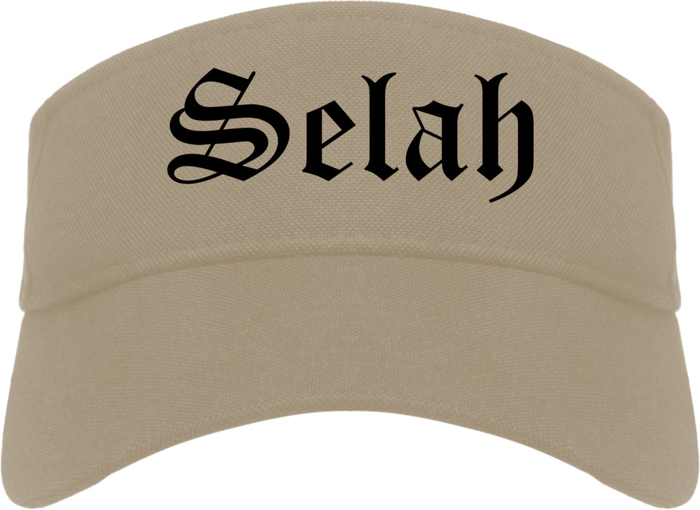 Selah Washington WA Old English Mens Visor Cap Hat Khaki
