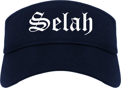 Selah Washington WA Old English Mens Visor Cap Hat Navy Blue