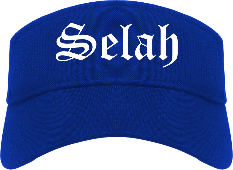 Selah Washington WA Old English Mens Visor Cap Hat Royal Blue