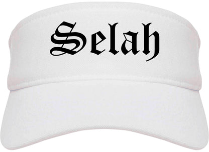 Selah Washington WA Old English Mens Visor Cap Hat White