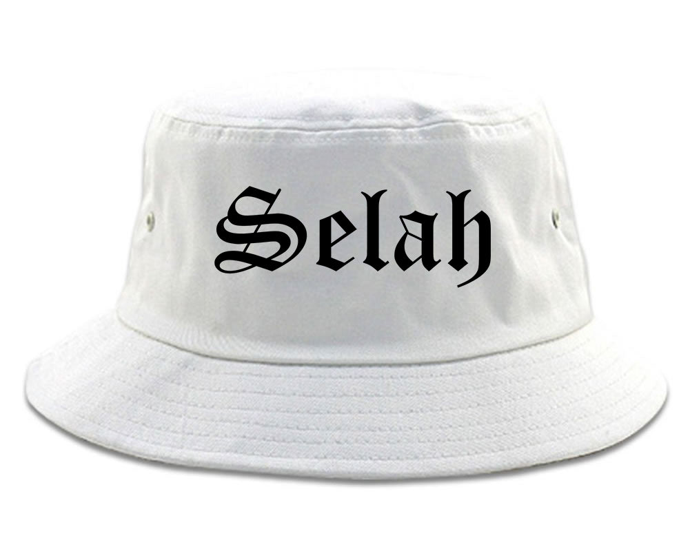 Selah Washington WA Old English Mens Bucket Hat White