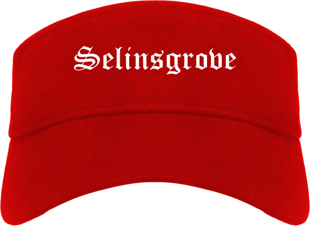 Selinsgrove Pennsylvania PA Old English Mens Visor Cap Hat Red