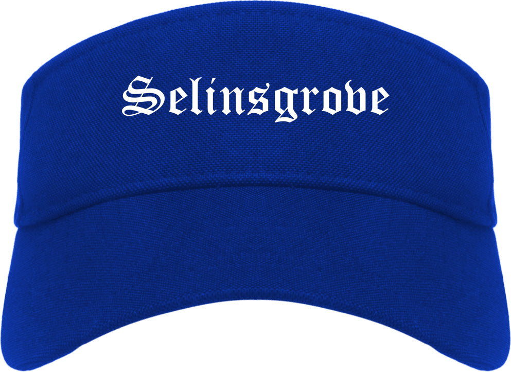 Selinsgrove Pennsylvania PA Old English Mens Visor Cap Hat Royal Blue