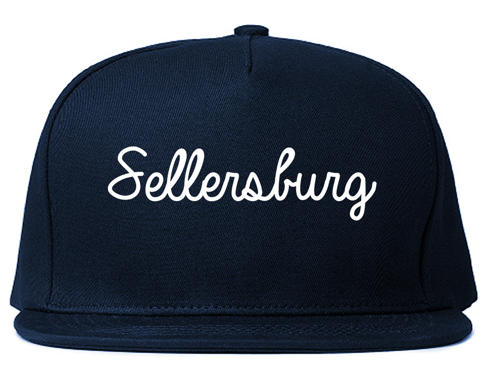 Sellersburg Indiana IN Script Mens Snapback Hat Navy Blue