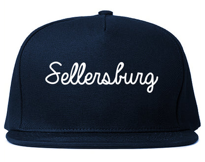 Sellersburg Indiana IN Script Mens Snapback Hat Navy Blue