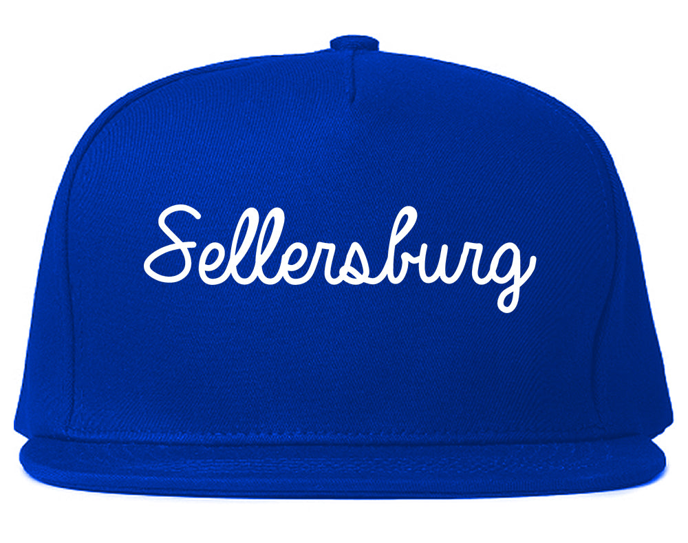 Sellersburg Indiana IN Script Mens Snapback Hat Royal Blue
