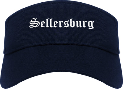 Sellersburg Indiana IN Old English Mens Visor Cap Hat Navy Blue
