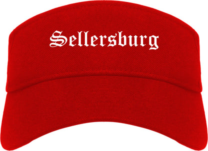 Sellersburg Indiana IN Old English Mens Visor Cap Hat Red