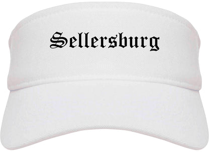 Sellersburg Indiana IN Old English Mens Visor Cap Hat White