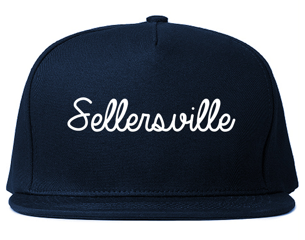 Sellersville Pennsylvania PA Script Mens Snapback Hat Navy Blue