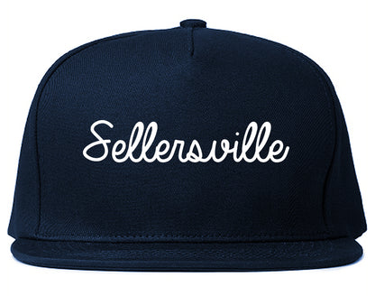 Sellersville Pennsylvania PA Script Mens Snapback Hat Navy Blue