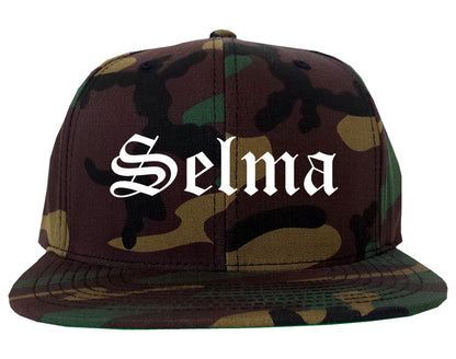 Selma California CA Old English Mens Snapback Hat Army Camo