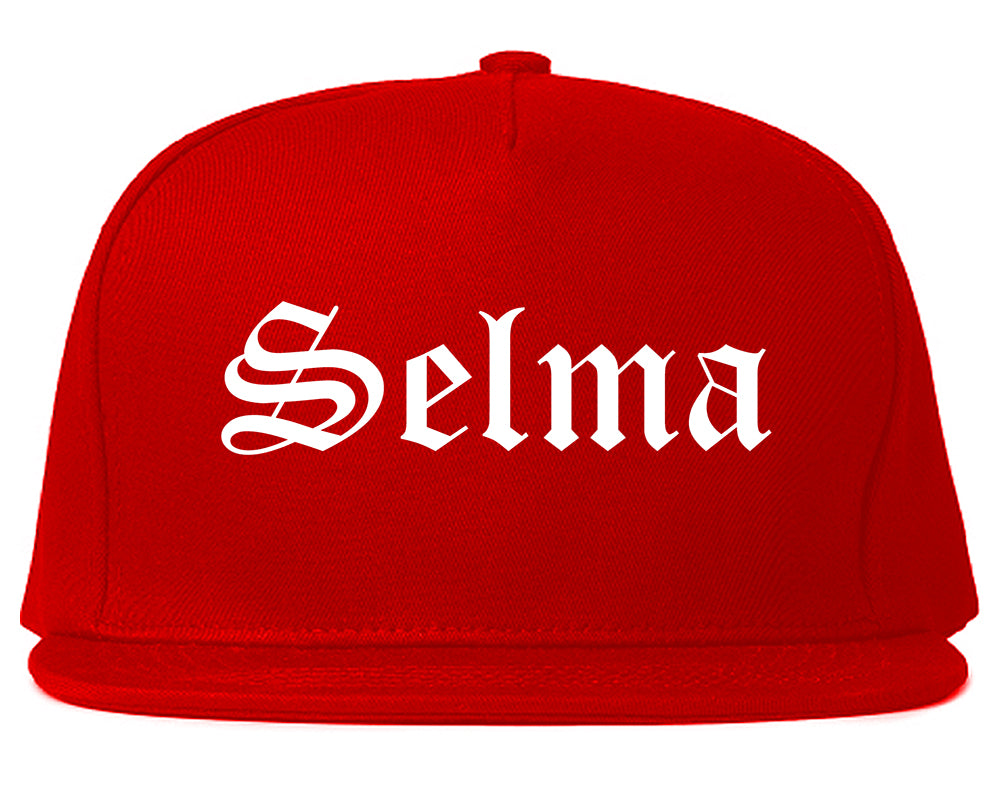 Selma California CA Old English Mens Snapback Hat Red