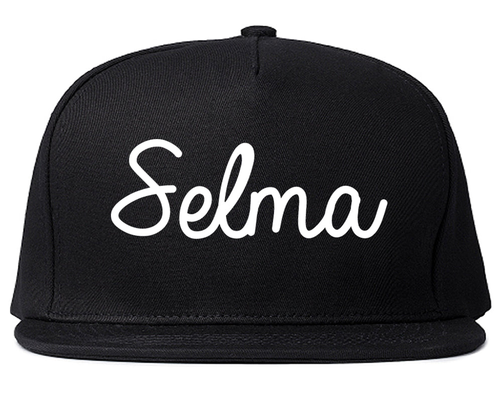 Selma California CA Script Mens Snapback Hat Black