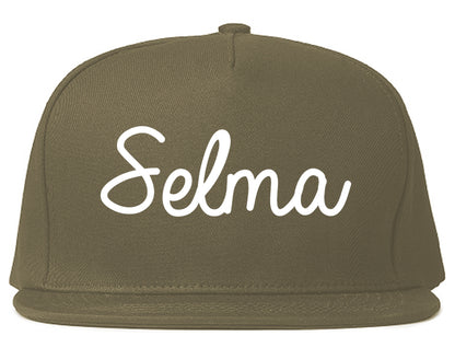 Selma California CA Script Mens Snapback Hat Grey