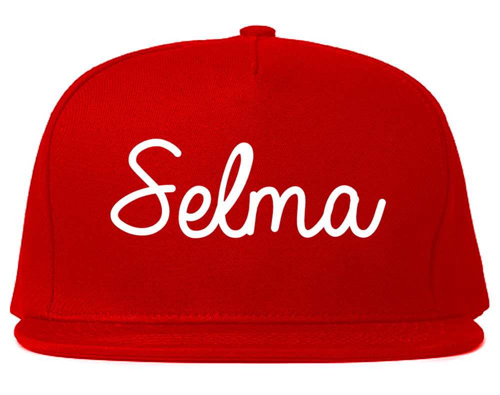 Selma California CA Script Mens Snapback Hat Red