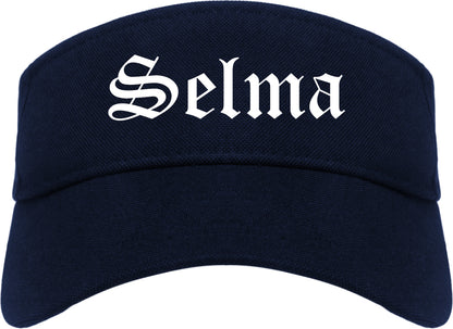 Selma California CA Old English Mens Visor Cap Hat Navy Blue