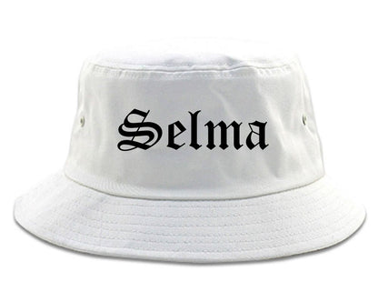 Selma California CA Old English Mens Bucket Hat White