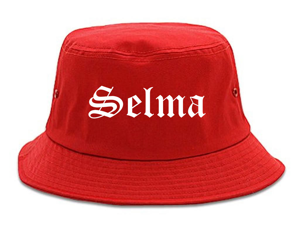 Selma North Carolina NC Old English Mens Bucket Hat Red