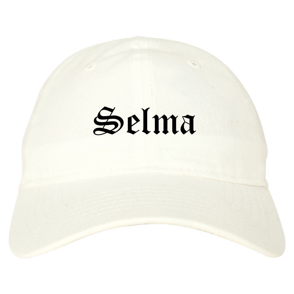 Selma North Carolina NC Old English Mens Dad Hat Baseball Cap White