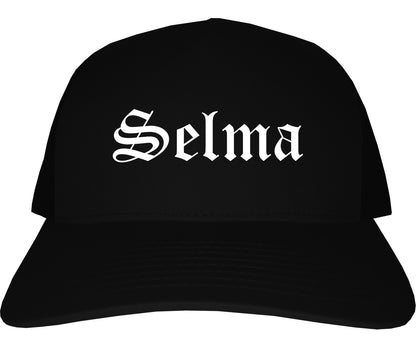 Selma North Carolina NC Old English Mens Trucker Hat Cap Black